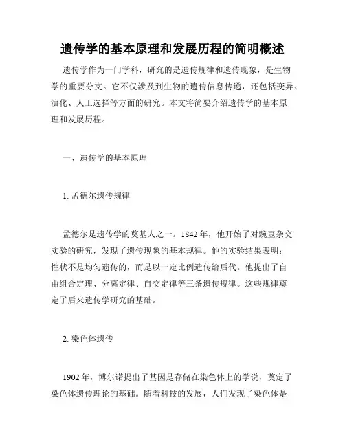 遗传学的基本原理和发展历程的简明概述