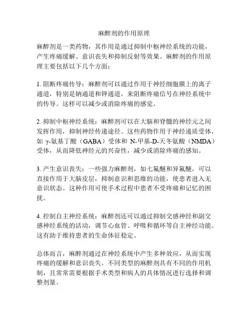 麻醉剂的作用原理