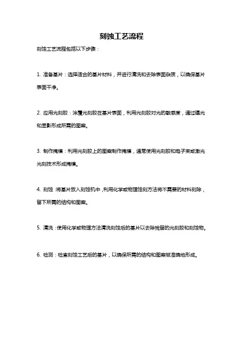 刻蚀工艺流程