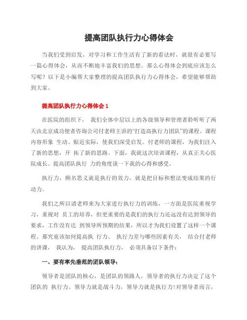 提高团队执行力心得体会