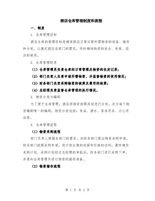 酒店仓库管理制度和流程
