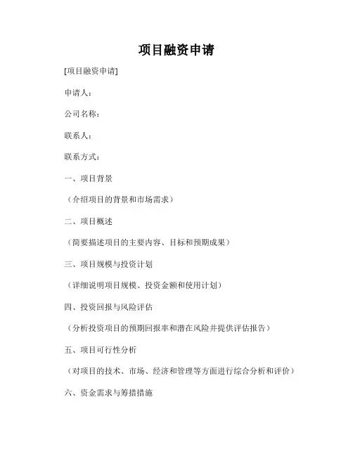 项目融资申请