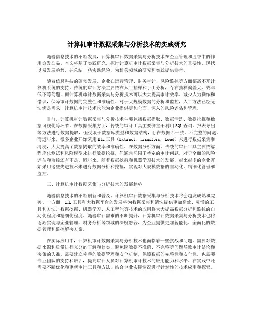 计算机审计数据采集与分析技术的实践研究