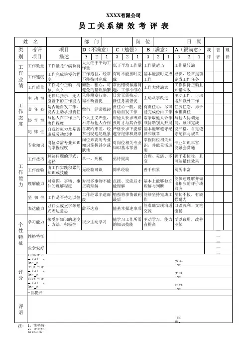 平衡计分卡多种表格范本