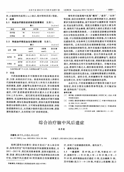 综合治疗脑中风后遗症