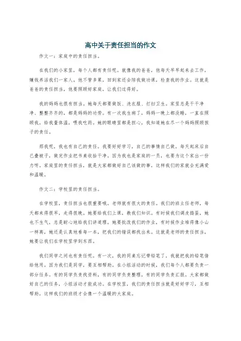 高中关于责任担当的作文