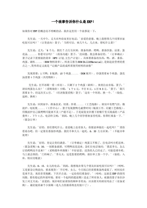 一个故事告诉你什么是ERP!