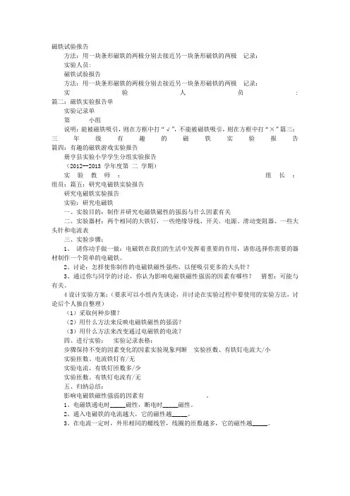磁铁实验报告