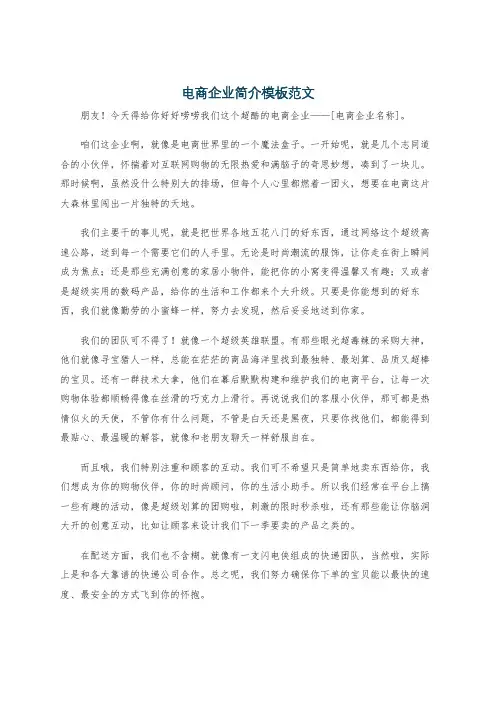 电商企业简介模板范文