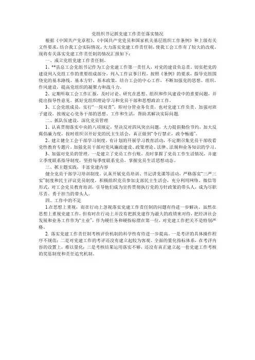 党组织书记抓党建工作责任落实情况.doc