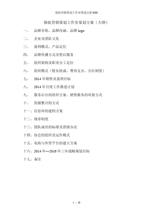骆驼营销策划工作室策划方案DOC