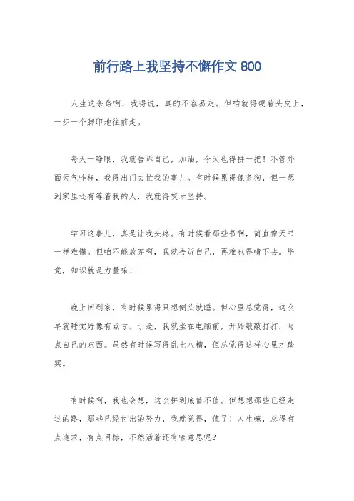 前行路上我坚持不懈作文800
