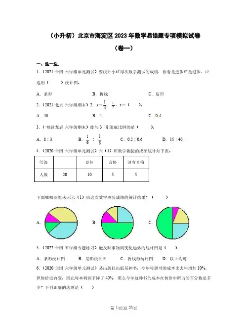 (小升初)北京市海淀区2023年数学易错题专项模拟试卷(卷一卷二)含答案