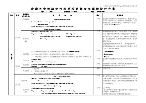 中职英语基础模块(二)_unit15英语课程设计