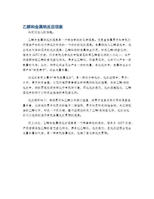 乙醇和金属钠反应现象