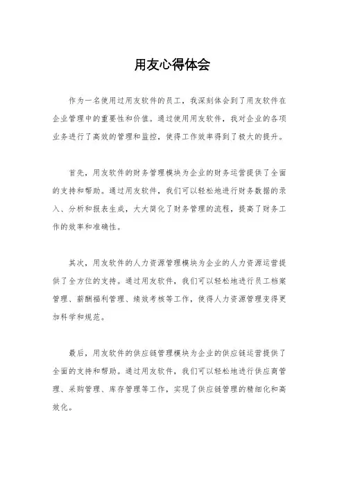 用友心得体会