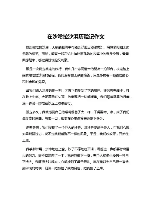 在沙哈拉沙漠历险记作文
