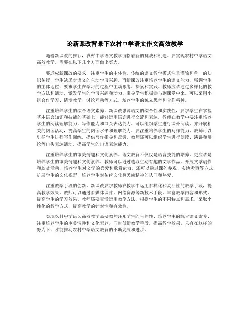 论新课改背景下农村中学语文作文高效教学