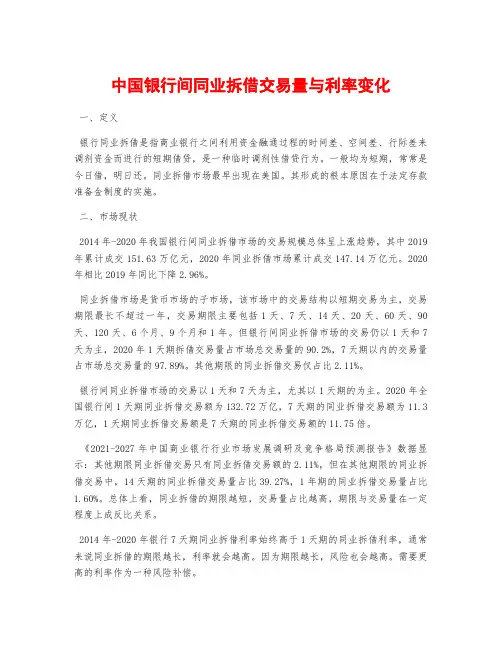 中国银行间同业拆借交易量与利率变化