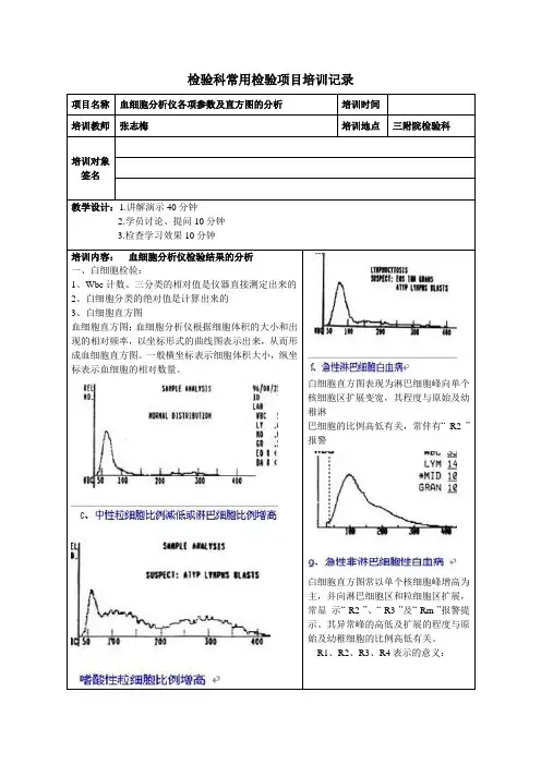 培训记录-血细胞分析仪各项参数及直方图的分析
