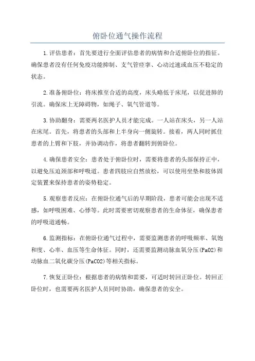 俯卧位通气操作流程