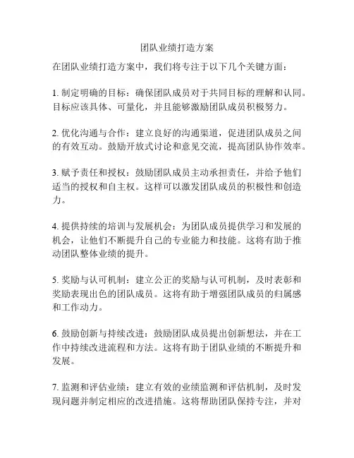 团队业绩打造方案