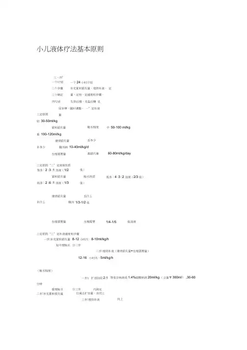 小儿液体疗法基本原则
