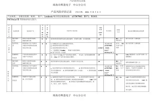 产品风险评估记录01