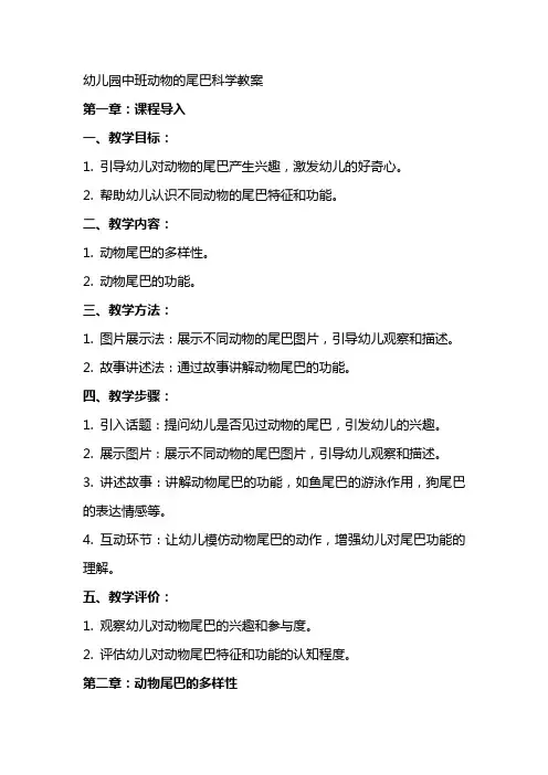 幼儿园中班动物的尾巴科学教案