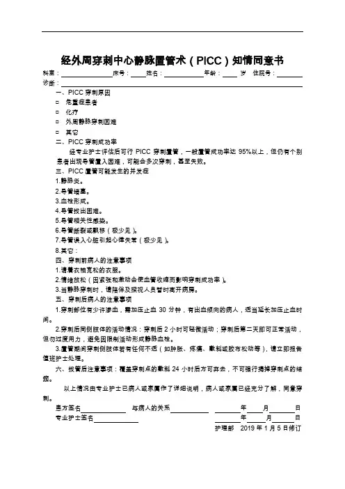 2020年 PICC知情同意书