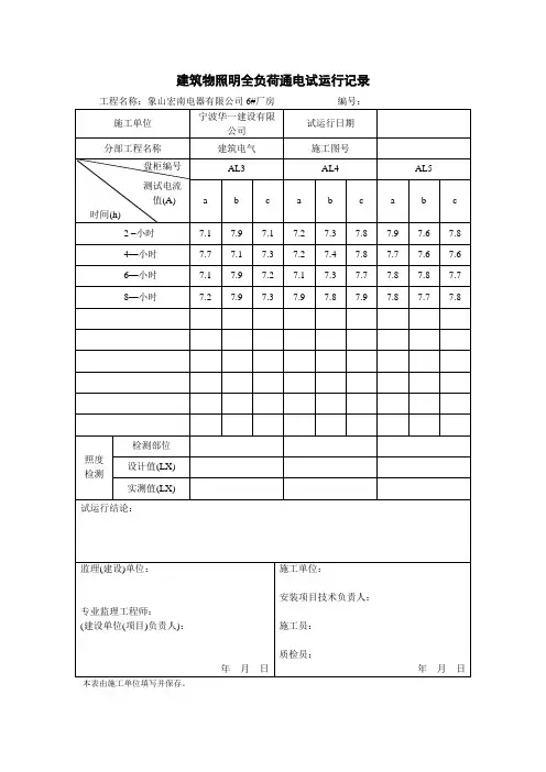 标准水电功能性检测记录