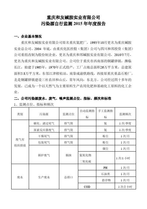 重庆和友碱胺实业有限公司2015