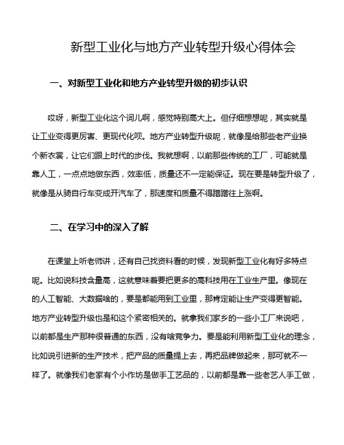 新型工业化与地方产业转型升级心得体会