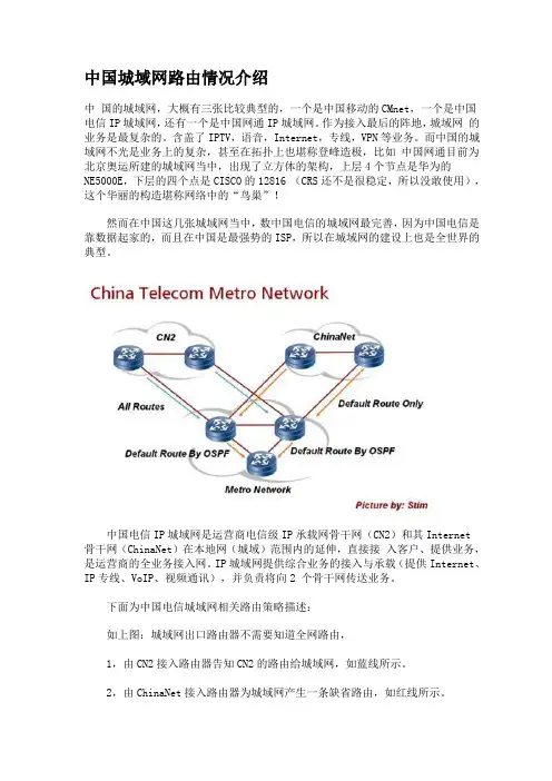 中国城域网路由情况介绍