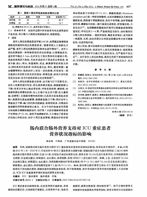 肠内联合肠外营养支持对ICU重症患者营养状况指标的影响