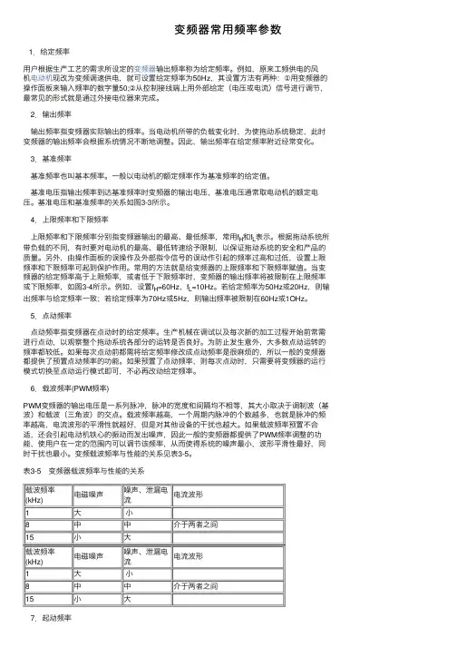 变频器常用频率参数