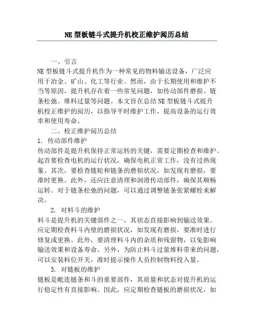 NE型板链斗式提升机校正维护经验总结