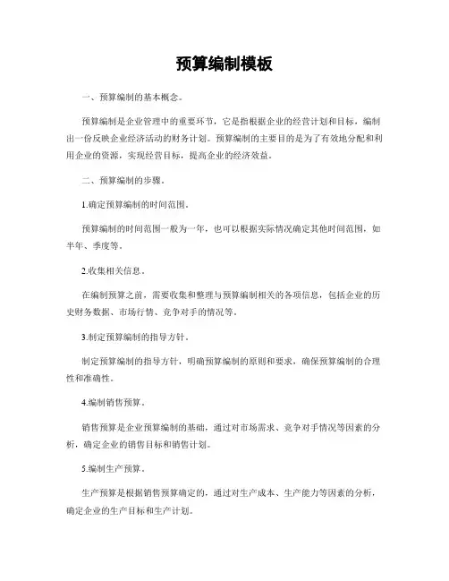 预算编制模板