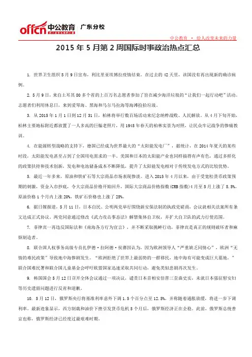 2015年5月第2周国际时事政治热点汇总