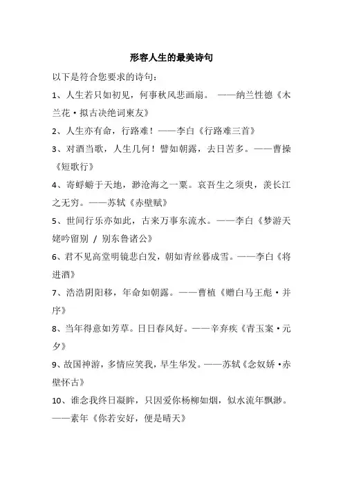 形容人生的最美诗句