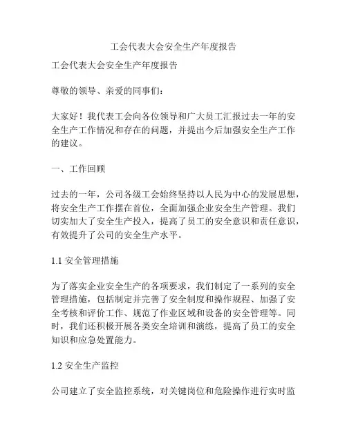 工会代表大会安全生产年度报告