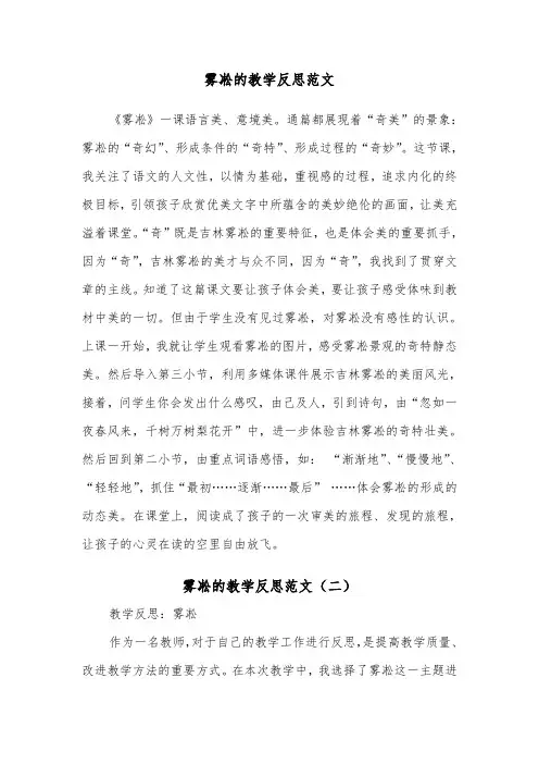 雾凇的教学反思范文（二篇）