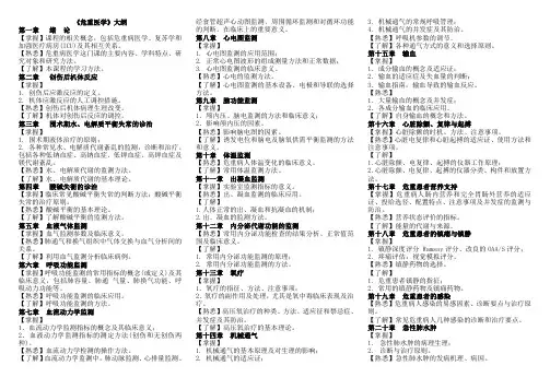 《危重医学》大纲