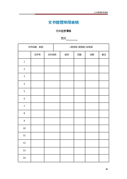 文书管理常用表格