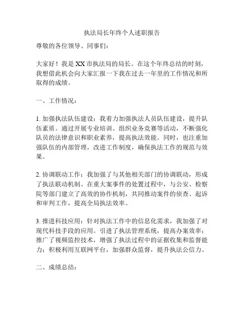 执法局长年终个人述职报告