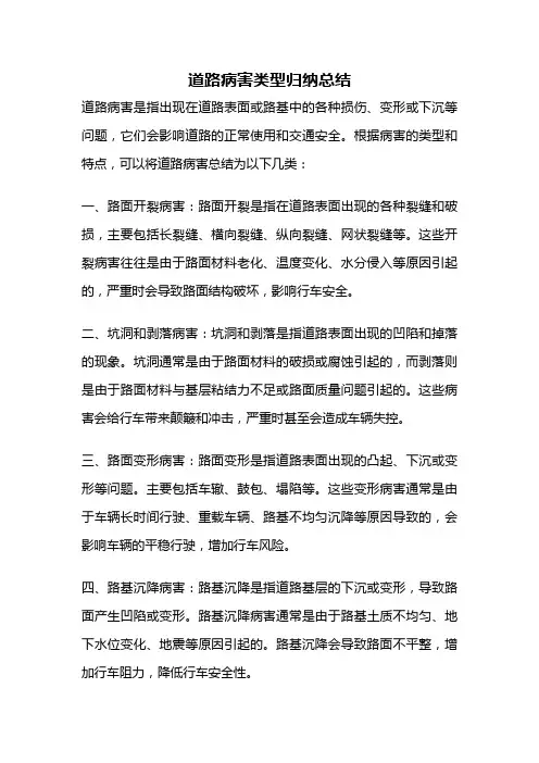 道路病害类型归纳总结