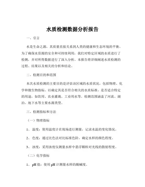 水质检测数据分析报告