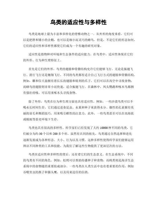 鸟类的适应性与多样性
