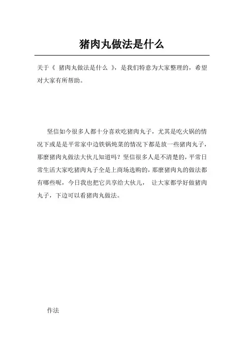 猪肉丸做法是什么