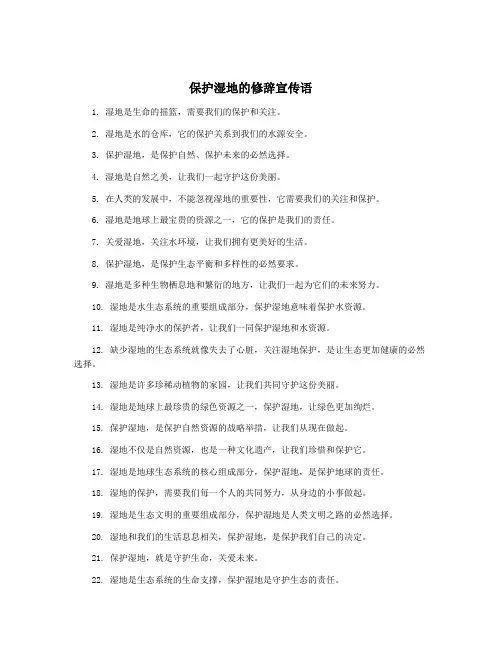 保护湿地的修辞宣传语